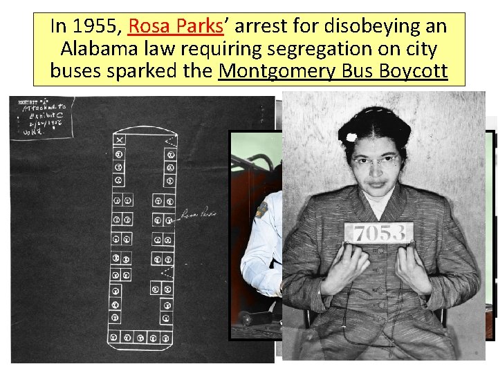 In 1955, Rosa Parks’ arrest for disobeying an Alabama law requiring segregation on city