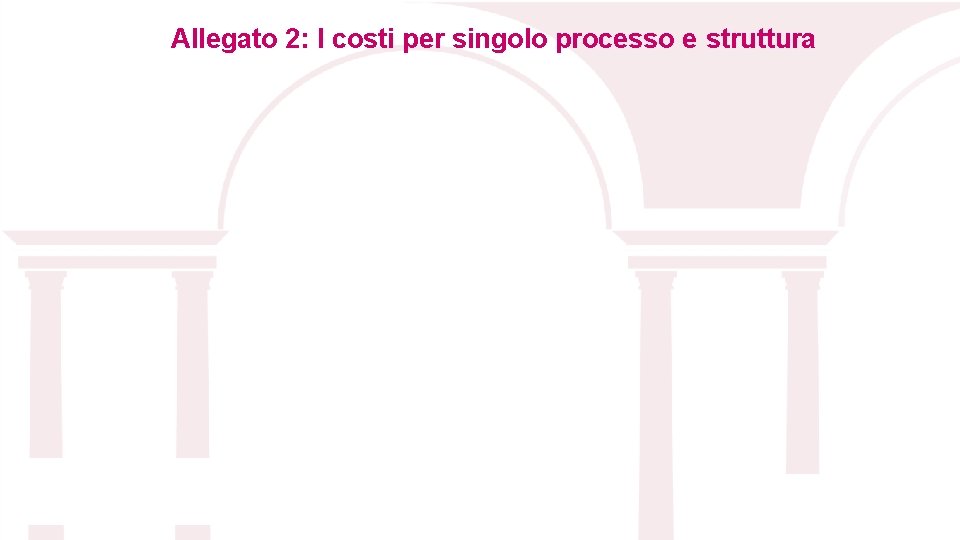 Allegato 2: I costi per singolo processo e struttura 