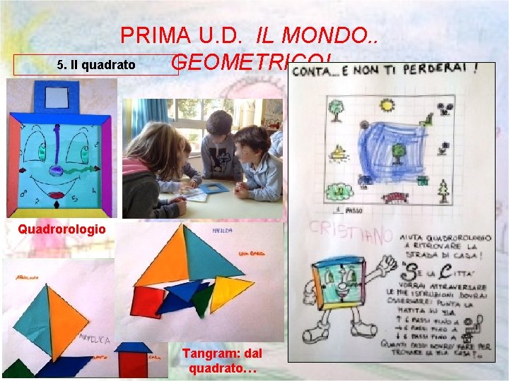 PRIMA U. D. IL MONDO. . 5. Il quadrato GEOMETRICO! Quadrorologio Tangram: dal quadrato…