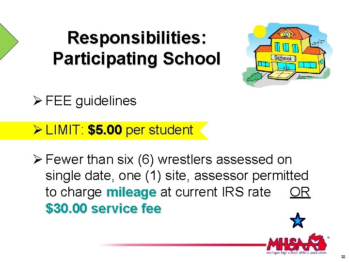 Responsibilities: Participating School Ø FEE guidelines Ø LIMIT: $5. 00 per student Ø Fewer