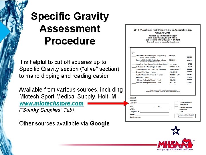 Specific Gravity Assessment Procedure It is helpful to cut off squares up to Specific