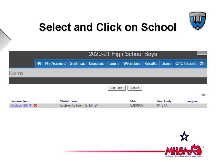 Select and Click on School 