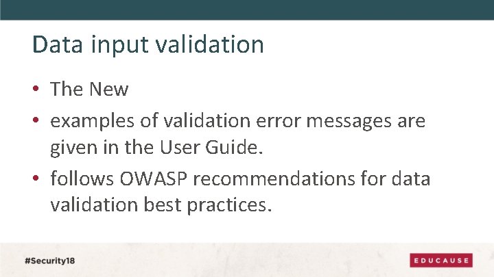 Data input validation • The New • examples of validation error messages are given