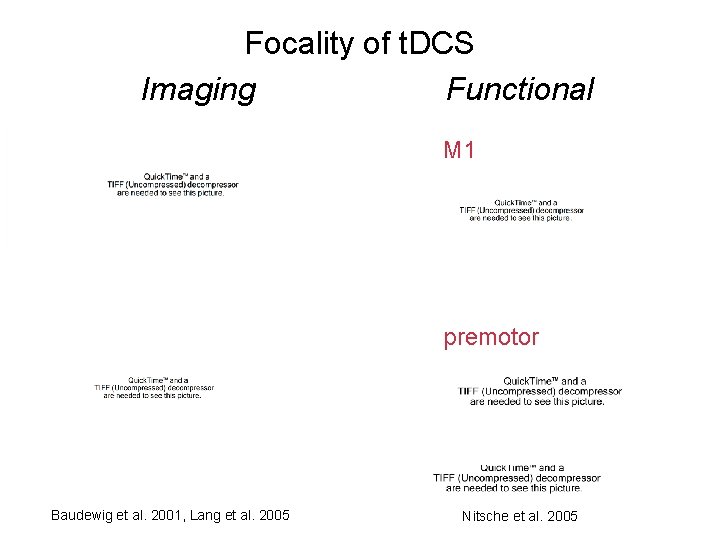 Focality of t. DCS Imaging Functional M 1 premotor Baudewig et al. 2001, Lang