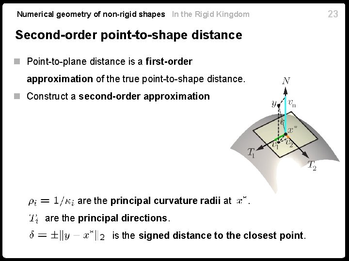 Numerical geometry of non-rigid shapes In the Rigid Kingdom Second-order point-to-shape distance n Point-to-plane