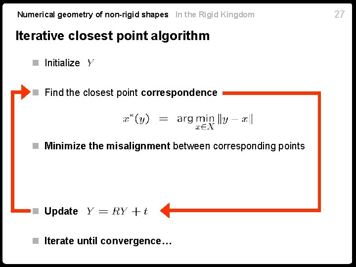 Numerical geometry of non-rigid shapes In the Rigid Kingdom Iterative closest point algorithm n