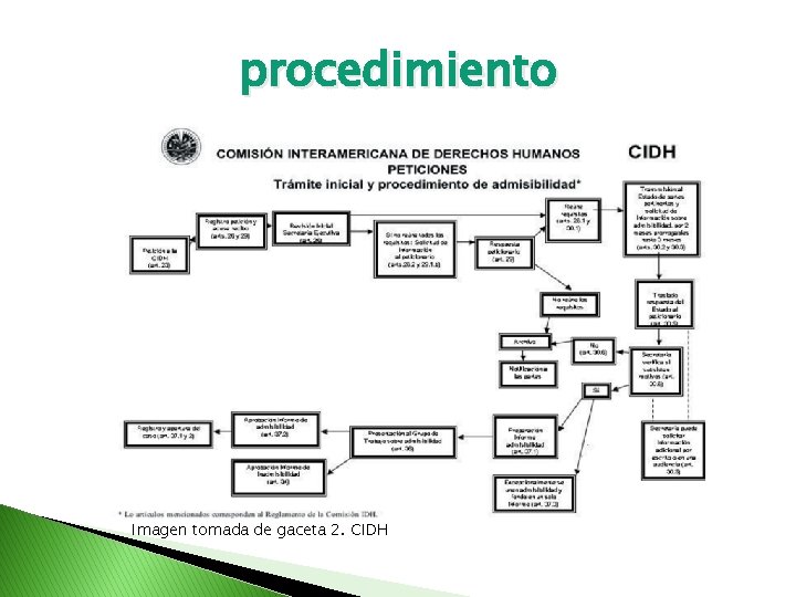procedimiento Imagen tomada de gaceta 2. CIDH 