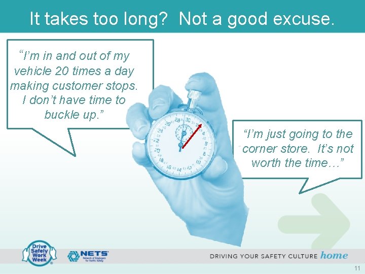 It takes too long? Not a good excuse. “I’m in and out of my It takes too long? Not a good excuse. “I’m in and out of my