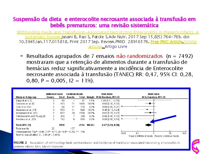 Suspensão da dieta e enterocolite necrosante associada à transfusão em bebês prematuros: uma revisão