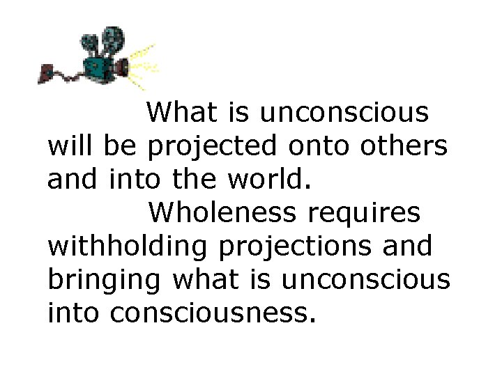 What is unconscious will be projected onto others and into the world. Wholeness requires