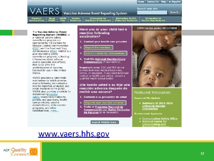 www. vaers. hhs. gov 32 