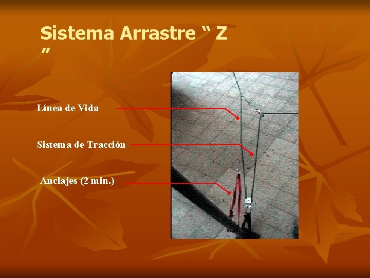 Sistema Arrastre “ Z ” Línea de Vida Sistema de Tracción Anclajes (2 min.
