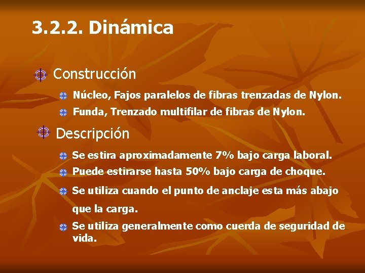 3. 2. 2. Dinámica Construcción Núcleo, Fajos paralelos de fibras trenzadas de Nylon. Funda,