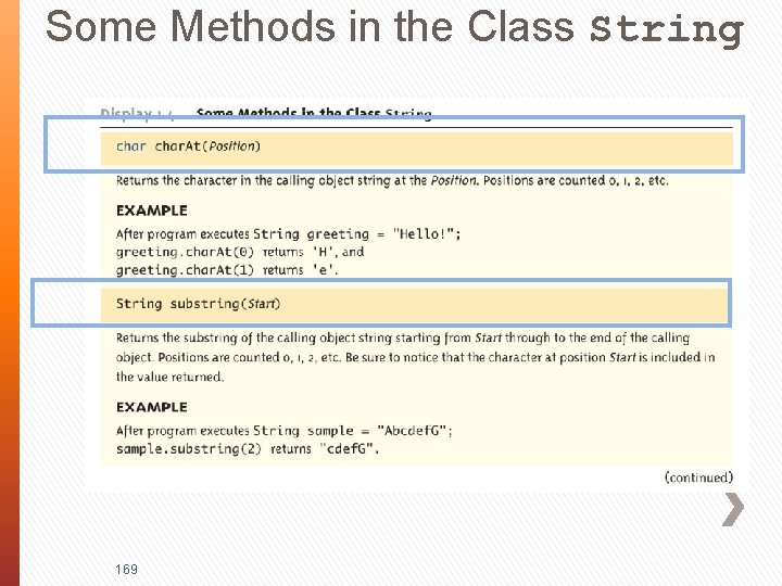 Some Methods in the Class String 169 