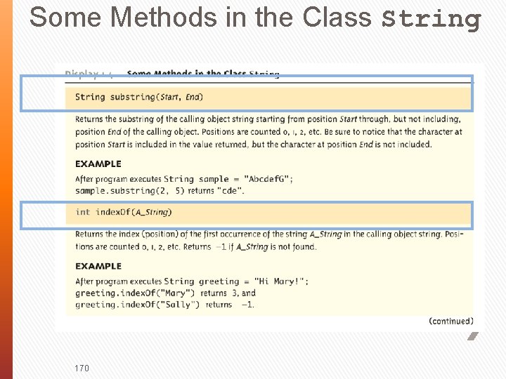 Some Methods in the Class String 170 
