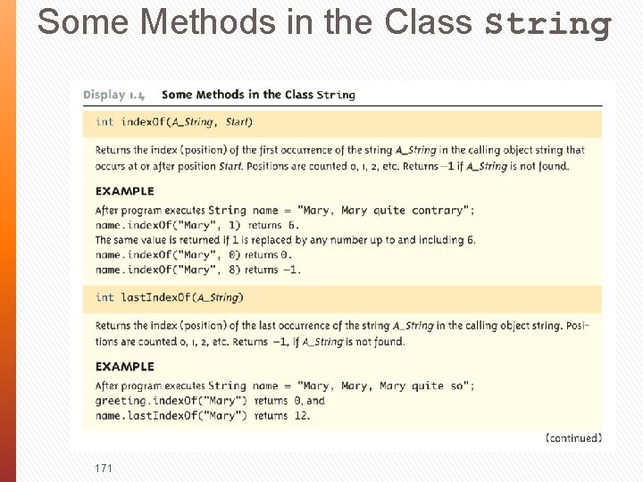 Some Methods in the Class String 171 