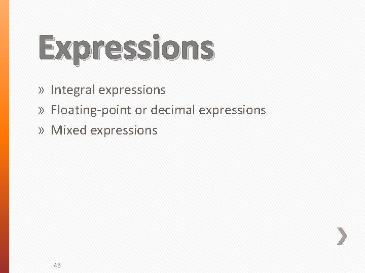 Expressions » Integral expressions » Floating-point or decimal expressions » Mixed expressions 46 