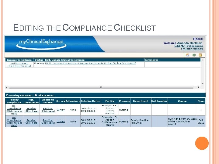 EDITING THE COMPLIANCE CHECKLIST 
