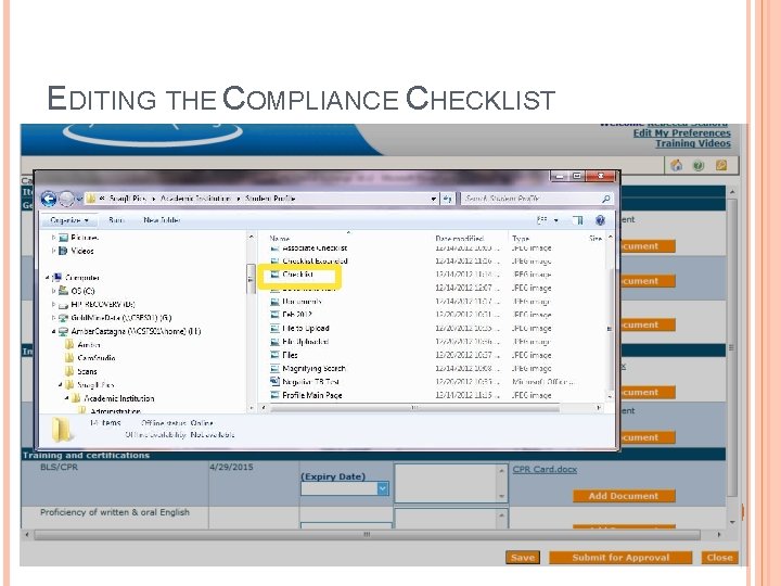 EDITING THE COMPLIANCE CHECKLIST 