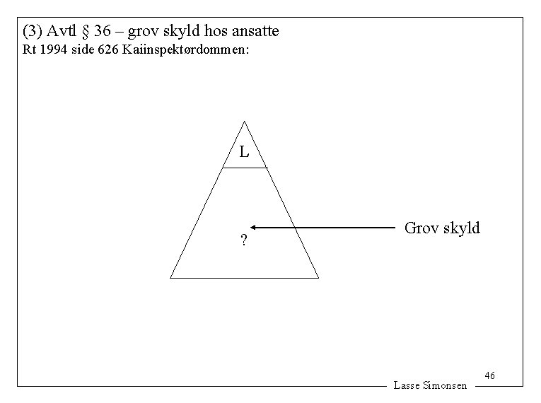 (3) Avtl § 36 – grov skyld hos ansatte Rt 1994 side 626 Kaiinspektørdommen: