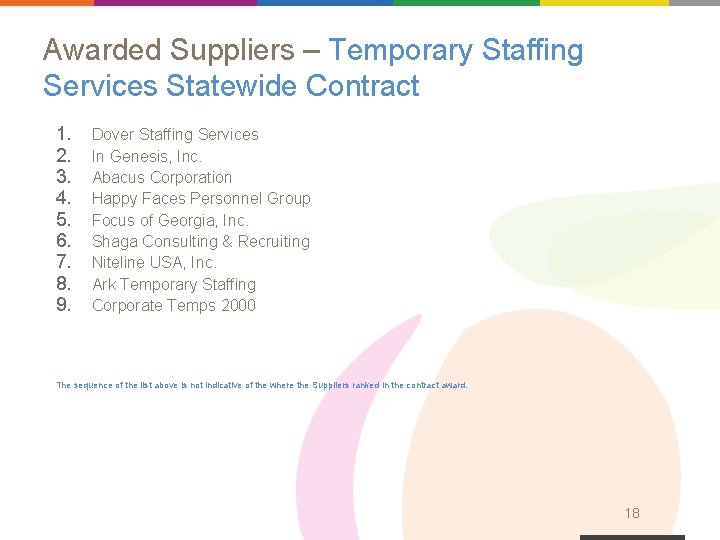 Awarded Suppliers – Temporary Staffing Services Statewide Contract 1. 2. 3. 4. 5. 6.