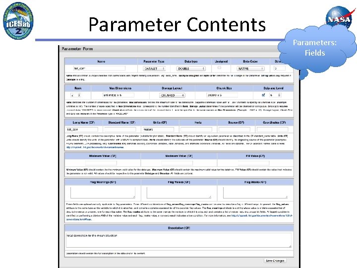 Parameter Contents Parameters: Fields 