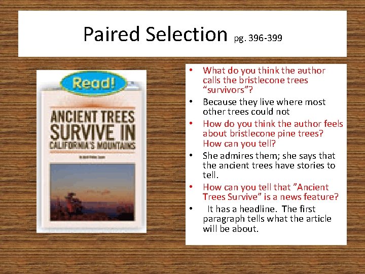 Paired Selection pg. 396 -399 • What do you think the author calls the