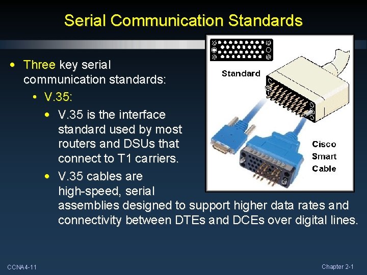 Serial Communication Standards • Three key serial communication standards: • V. 35 is the