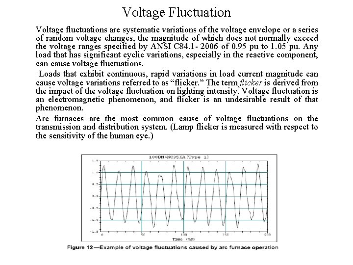 Voltage Fluctuation Voltage fluctuations are systematic variations of the voltage envelope or a series