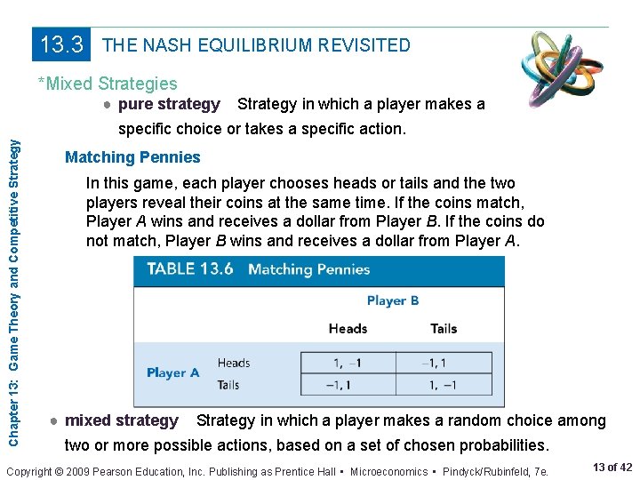 13. 3 THE NASH EQUILIBRIUM REVISITED *Mixed Strategies ● pure strategy Strategy in which