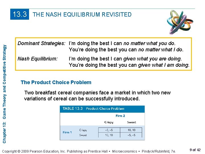 Chapter 13: Game Theory and Competitive Strategy 13. 3 THE NASH EQUILIBRIUM REVISITED Dominant