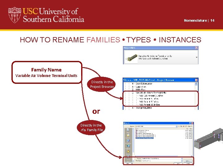 Nomenclature | 14 HOW TO RENAME FAMILIES TYPES Family Name Variable Air Volume Terminal