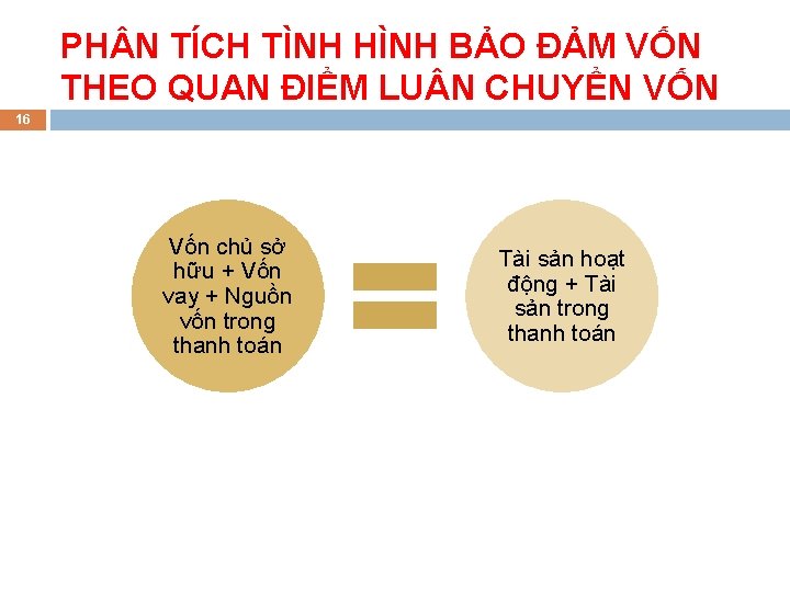 PH N TÍCH TÌNH HÌNH BẢO ĐẢM VỐN THEO QUAN ĐIỂM LU N CHUYỂN