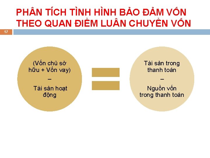 PH N TÍCH TÌNH HÌNH BẢO ĐẢM VỐN THEO QUAN ĐIỂM LU N CHUYỂN