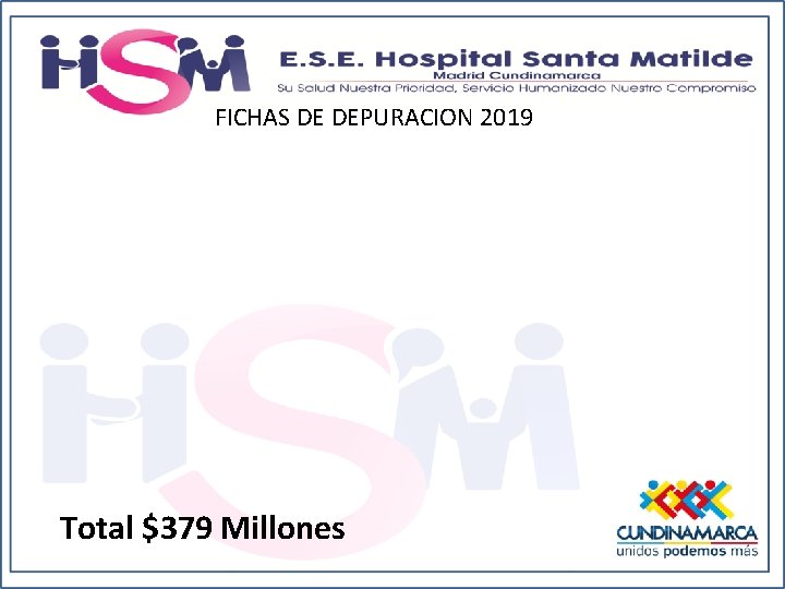 FICHAS DE DEPURACION 2019 Total $379 Millones 