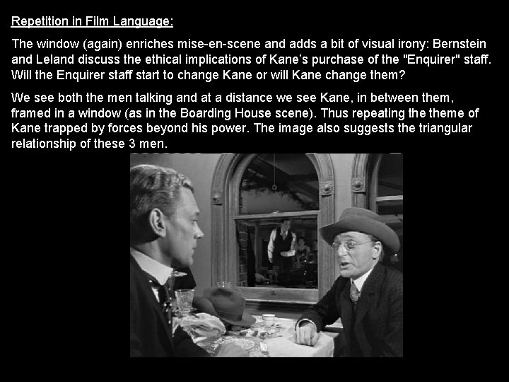 Repetition in Film Language: The window (again) enriches mise-en-scene and adds a bit of