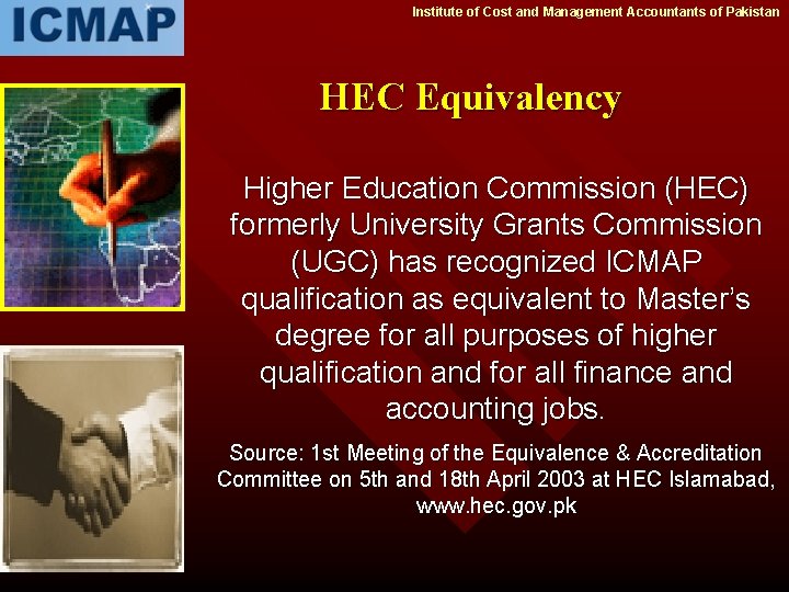 Institute of Cost and Management Accountants of Pakistan HEC Equivalency Higher Education Commission (HEC)