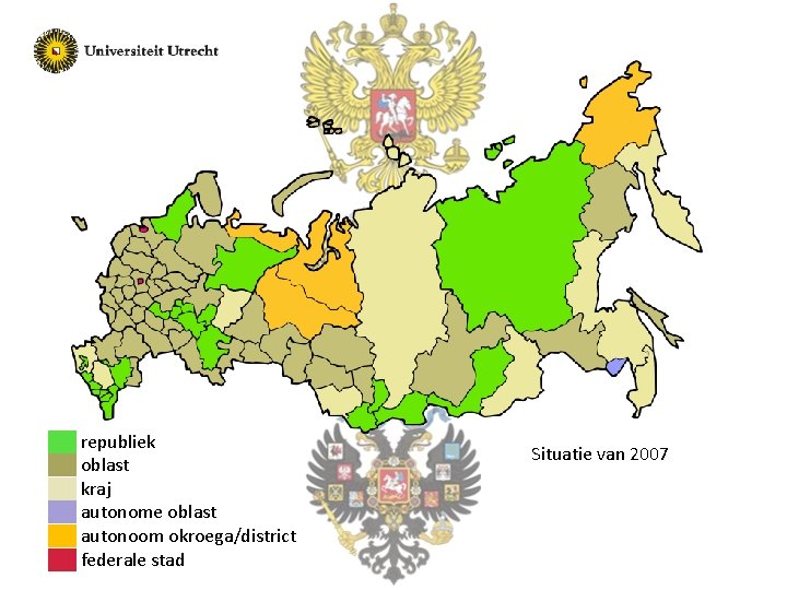  ██ republiek ██ oblast ██ kraj ██ autonome oblast ██ autonoom okroega/district ██