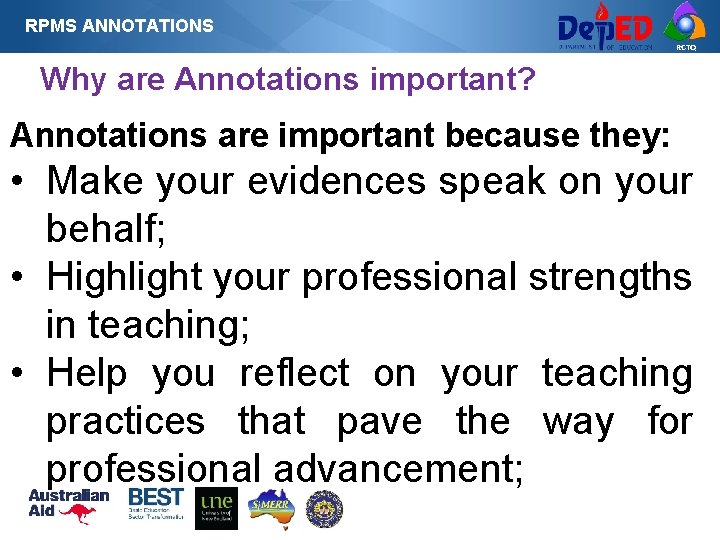 RPMS ANNOTATIONS RCTQ Why are Annotations important? Annotations are important because they: • Make RPMS ANNOTATIONS RCTQ Why are Annotations important? Annotations are important because they: • Make