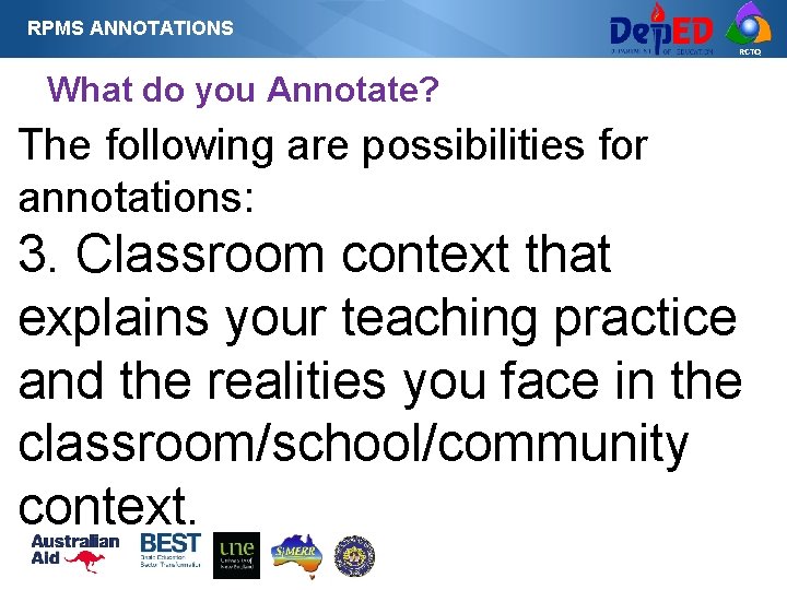 RPMS ANNOTATIONS RCTQ What do you Annotate? The following are possibilities for annotations: 3. RPMS ANNOTATIONS RCTQ What do you Annotate? The following are possibilities for annotations: 3.