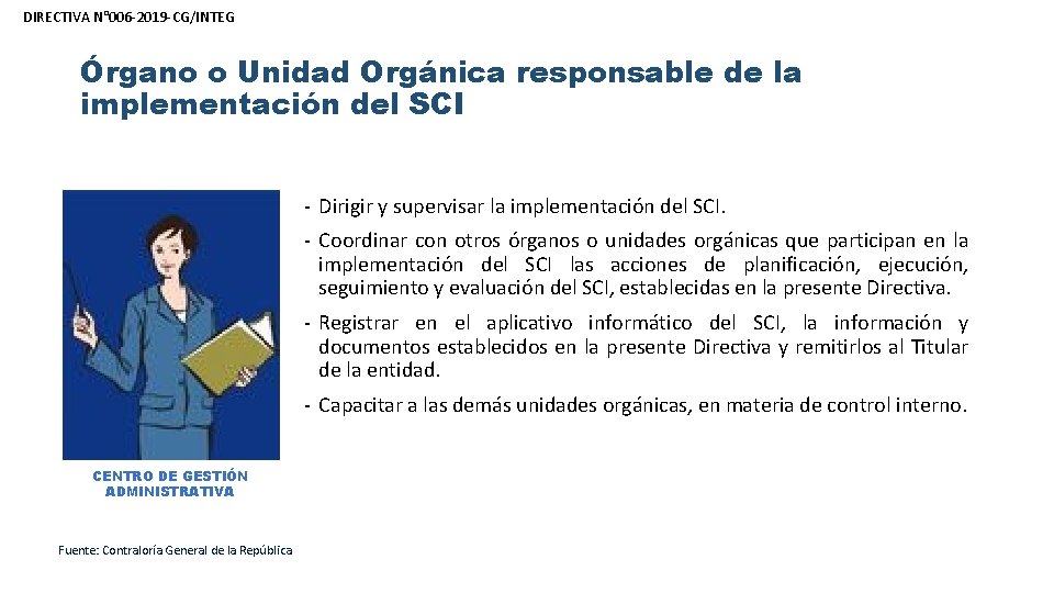 DIRECTIVA N° 006 -2019 -CG/INTEG Órgano o Unidad Orgánica responsable de la implementación del