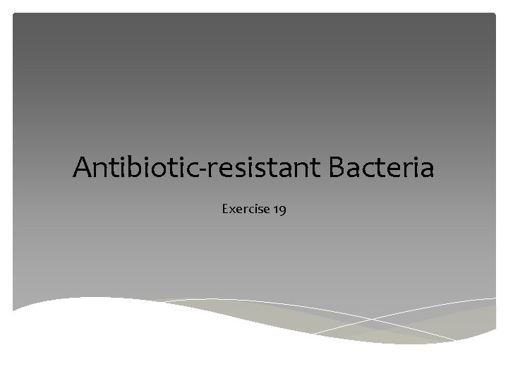 Antibiotic-resistant Bacteria Exercise 19 