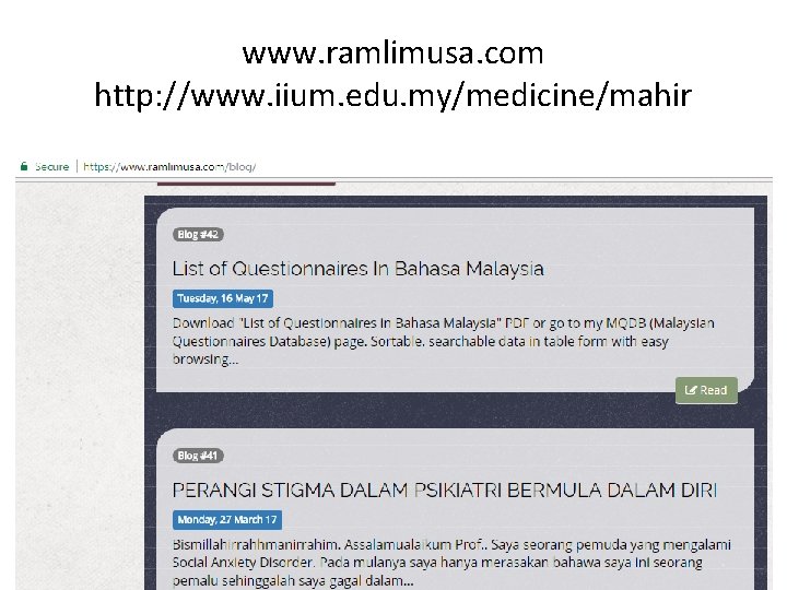 www. ramlimusa. com http: //www. iium. edu. my/medicine/mahir 