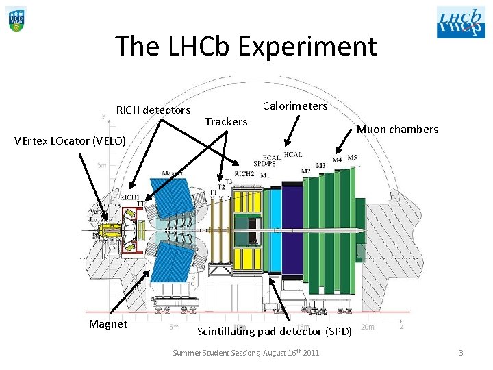 The LHCb Experiment RICH detectors Calorimeters Trackers VErtex LOcator (VELO) Magnet Muon chambers Scintillating