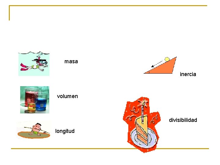 masa inercia volumen divisibilidad longitud 