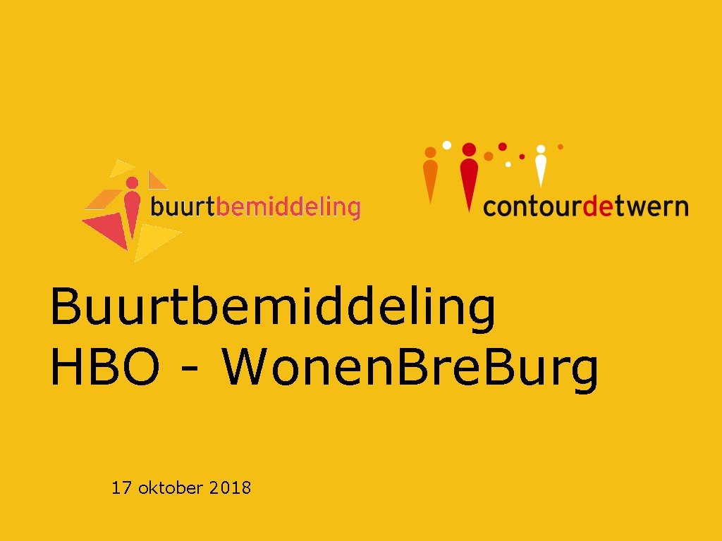 Buurtbemiddeling HBO - Wonen. Bre. Burg 17 oktober 2018 