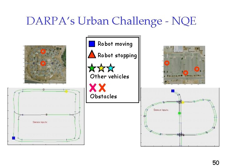 DARPA’s Urban Challenge - NQE Robot moving Robot stopping Other vehicles Obstacles 50 