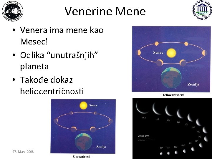 Venerine Mene • Venera ima mene kao Mesec! • Odlika “unutrašnjih” planeta • Takođe