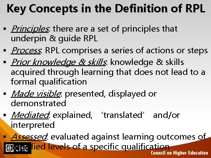 Key Concepts in the Definition of RPL § Principles: there a set of principles Key Concepts in the Definition of RPL § Principles: there a set of principles