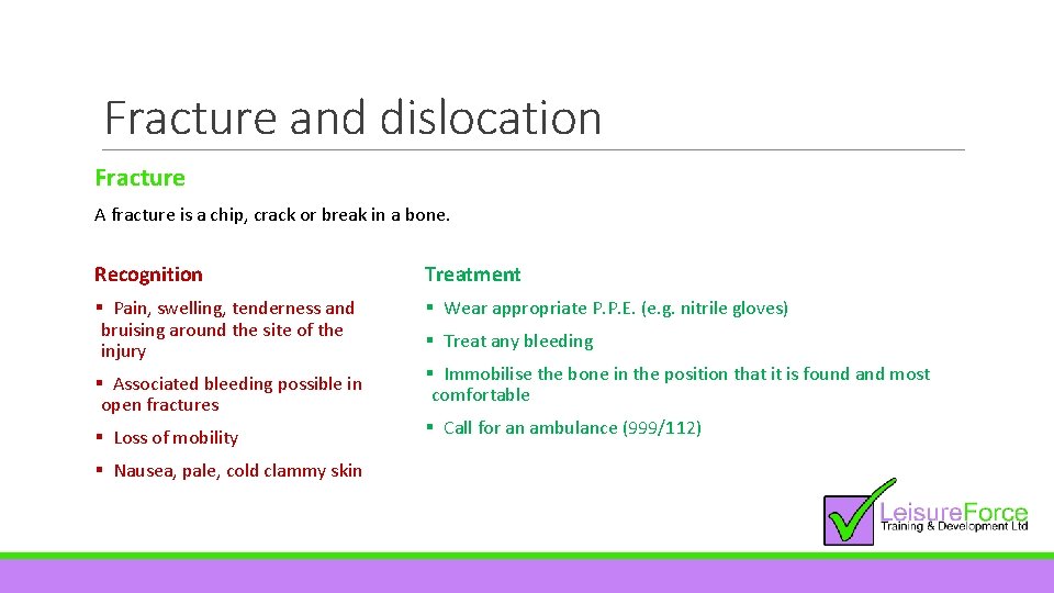 Fracture and dislocation Fracture A fracture is a chip, crack or break in a